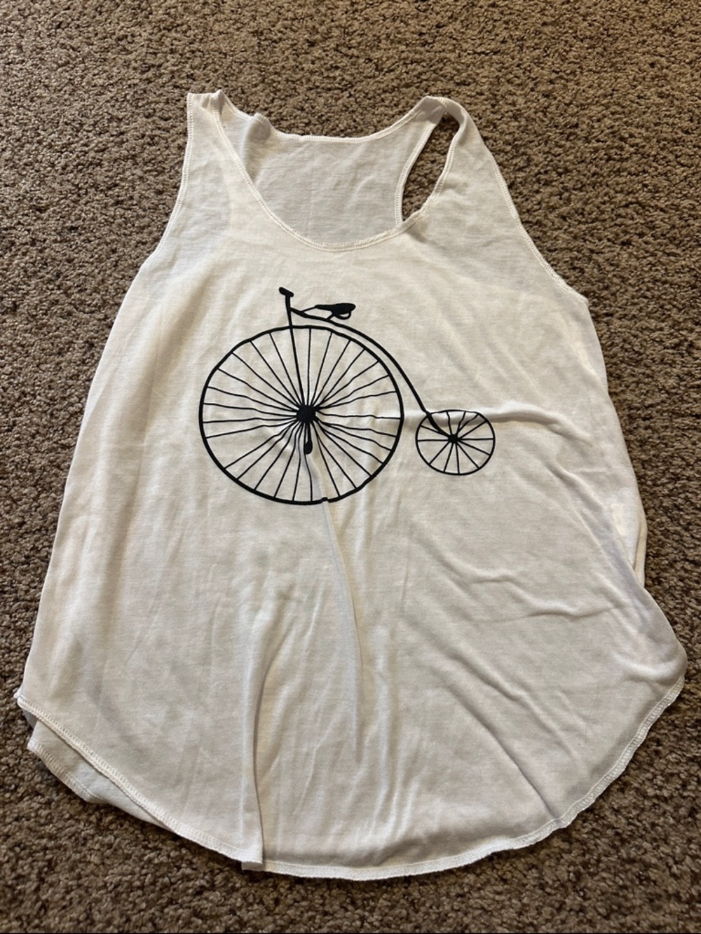 White Tank Top with Vintage Bicycle Graphic